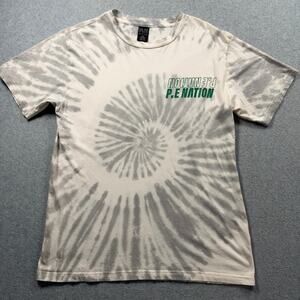 PE Nation Spiral Tie Dye T-Shirt Women's Size Small Gray White Crew Neck